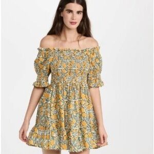 Mille Lemon Yellow and Green Floral Mini Dress